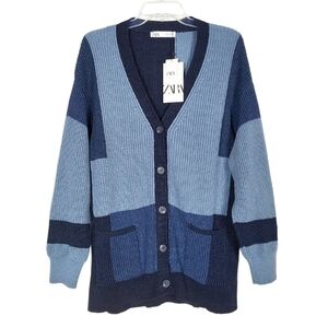 ZARA long knit cardigan in patchwork Blogger favorite tik tok famous NWT